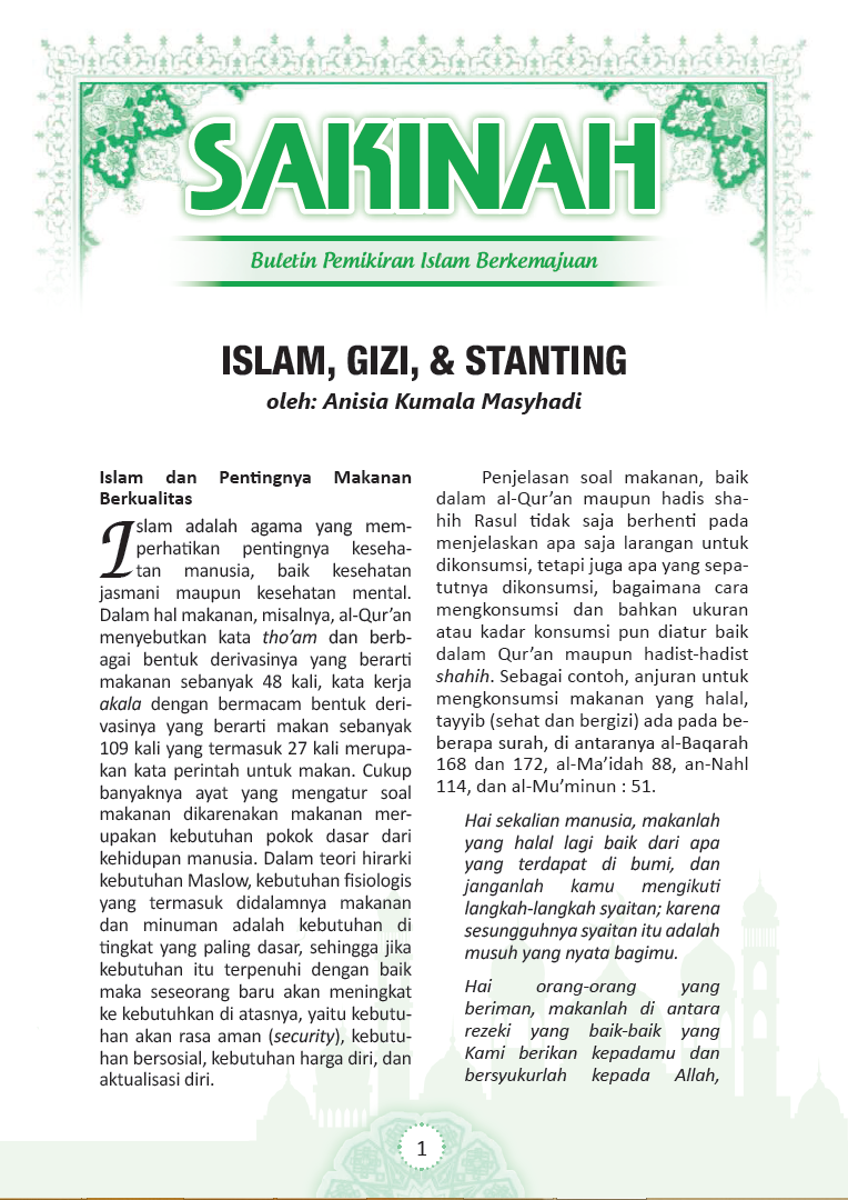 Buletin Sakinah – Islam, Gizi & Stanting