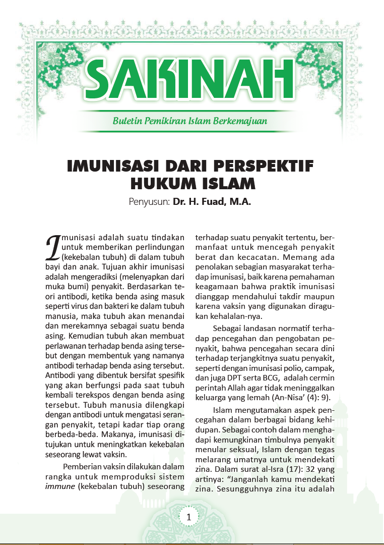 Buletin Sakinah – Imunisasi dari Perspektif Hukum Islam